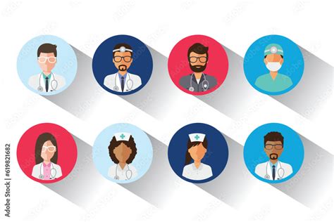 Vector Medical Avatars Set Vector Medical Clinic Staff Flat Avatars