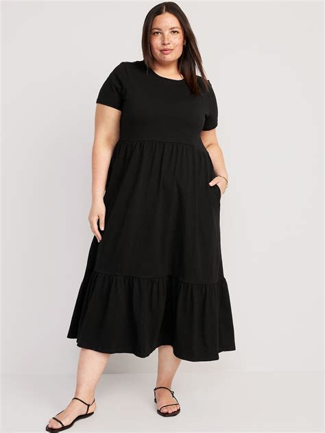 Short Sleeve Tiered Midi Dress Old Navy