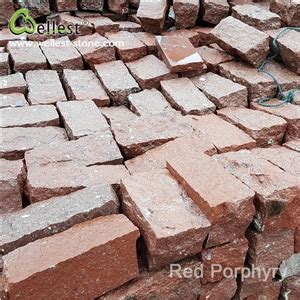 All Side Natural Split Red Porphyry Paving Cube Cobble Setts For