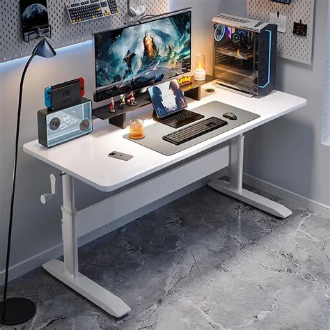 manually adjustable standing computer desk  drawers zwob