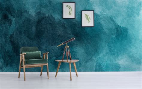 Teal Blue Watercolor Abstraction Peel And Stick Wall Mural Etsy