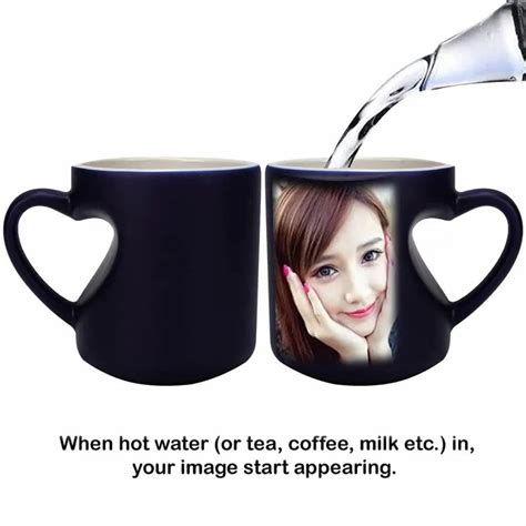 Ambition Gifts Black Sublimation Magic Mug Heart Cut Handle Size