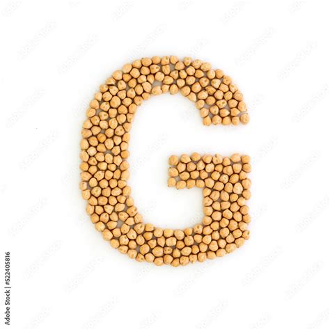 Capital Letter G Made From Chickpea Beans Dry Chick Pea Font Alphabet Made From Gram White