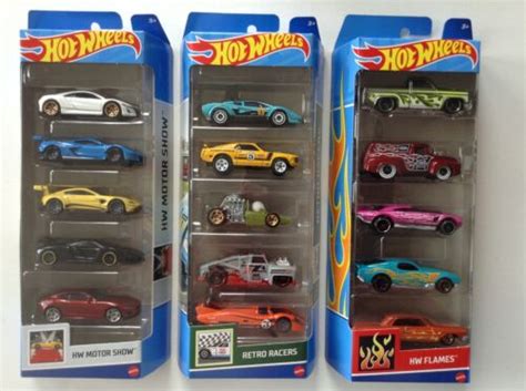 2024 Hot Wheels 5 Packs HW Motor Show Retro Racers HW Flames You