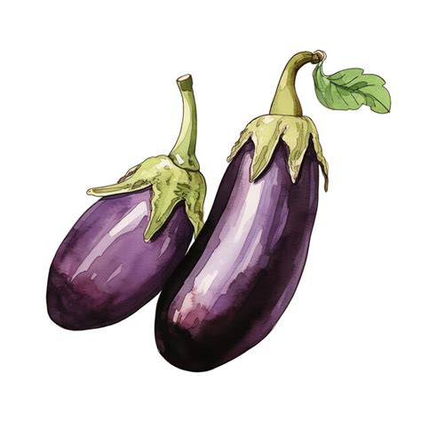 Premium Photo Beautiful Eggplant Watercolor Vegetable Clipart