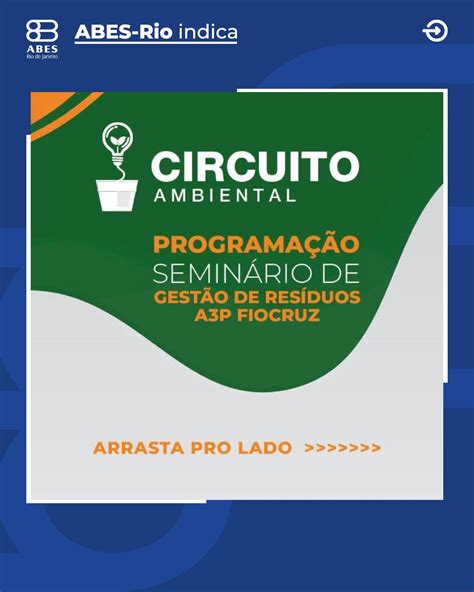 ABES Rio indica Seminário de Gestão de Resíduos A3P Fiocruz Circuito