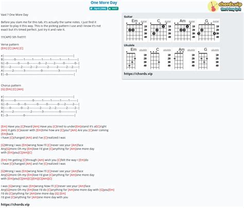 Chord One More Day Tab Song Lyric Sheet Guitar Ukulele Chordsvip