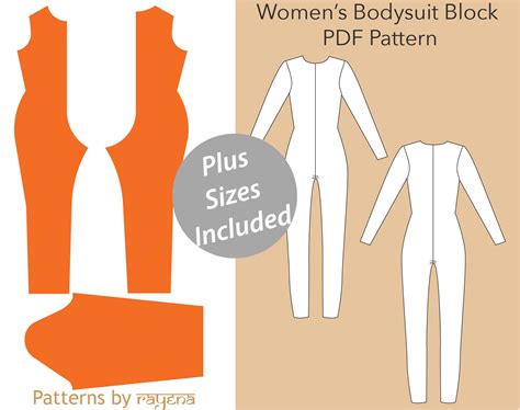 Basic Bodysuit Catsuit Pattern For Women Size Xs X Catsuit Pdf Women