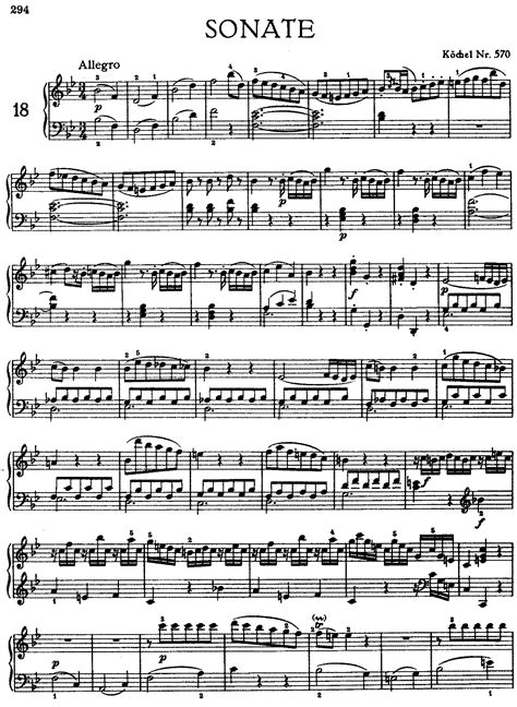 Piano Sonata No In B Flat Major K Mozart Wolfgang Amadeus