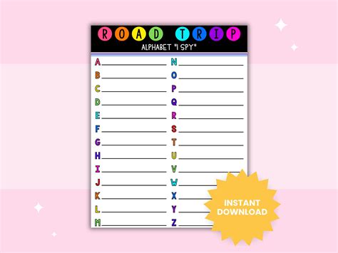 Alphabet I Spy Printable Game Road Trip Activity - Etsy