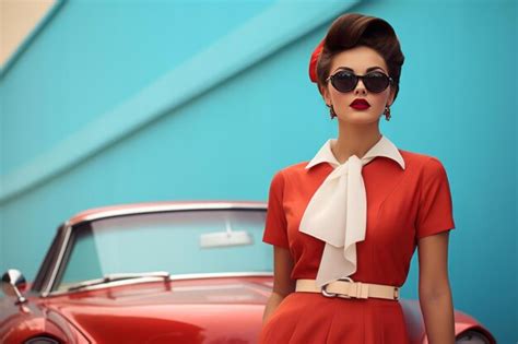 Charming Retro woman portrait dress Generate Ai | Premium AI-generated