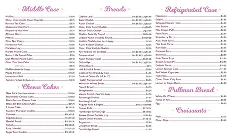 Bea's Bakery Menu - Bea's Bakery