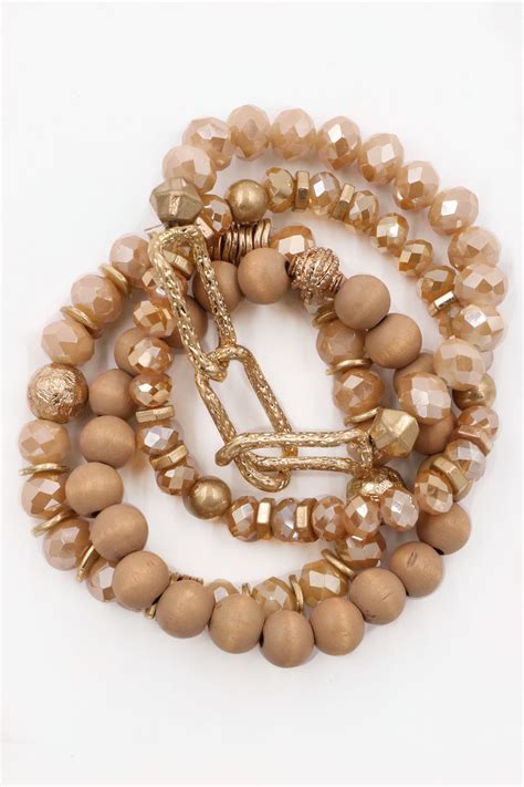 Nude Assorted Bead Bracelet Set Bracelets