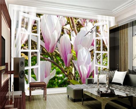 Beibehang Window Background Flowers D Wallpapers Photos Home Decor