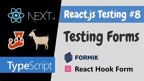 Testing React Forms React Testing Library React Js Testing Tutorial 8 Youtube