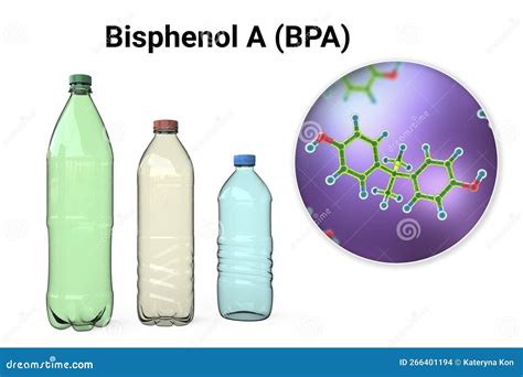 Bisphenol A Molecule And Plastic Bottles 3d Illustration Organic