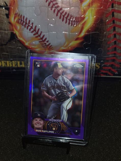 Gus Varland Topps Chrome Update Purple Refractor Brewers