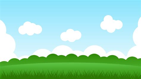 Landscape Cartoon Scene With Green Hills And White Cloud In Summer Blue Sky Background 12733253