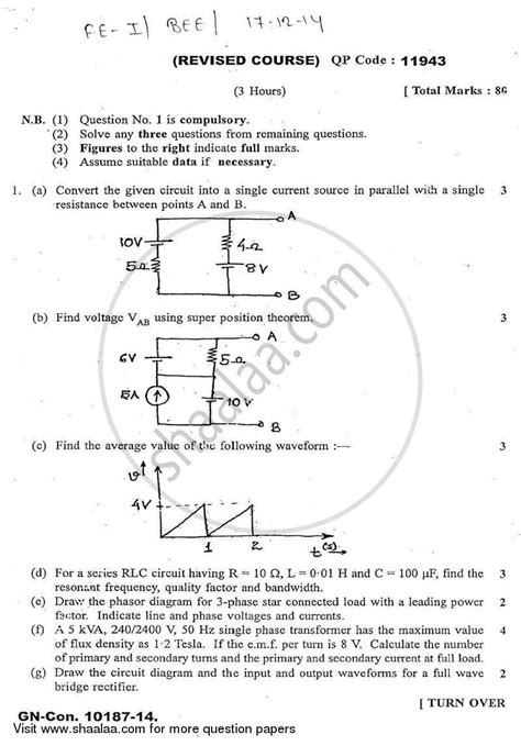 Basic Electrical And Electronics Engineering 2014 2015 Be Civil Engineering Semester 1 Fe First