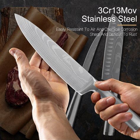 Buy 7pcs Kitchen Knives Set Stainless Steel Chef Slicing Bread Santoku