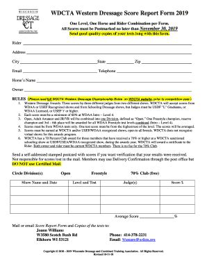 Fillable Online Wdcta Western Dressage Score Report Form Fax Email