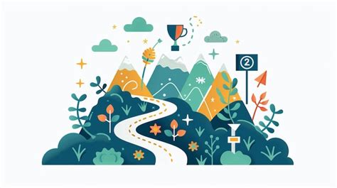 Strategic Path To Success A Vector Illustration Of Business Planning And Goal Achievement