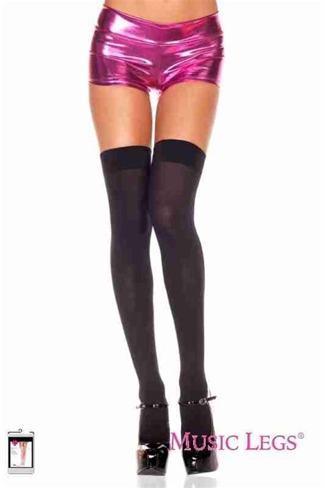 Music Legs Opaque Thigh High Stockings Black Os Play And Pleasure