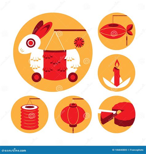 vector icons  chinese lanterns festival elements stock vector