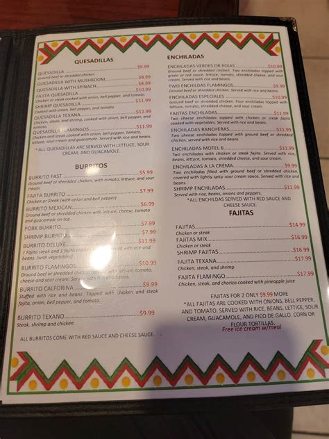 Menu at El Flamingo Mexican Restaurant & Bar, Leesville