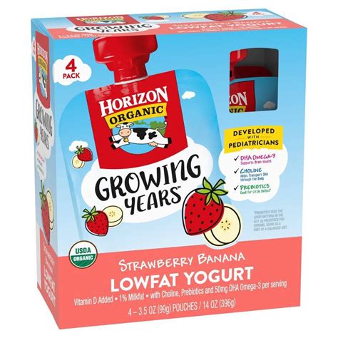 Horizon Growing Years Strawberry Banana Kids' Lowfat Yogurt - 14oz/4ct ...