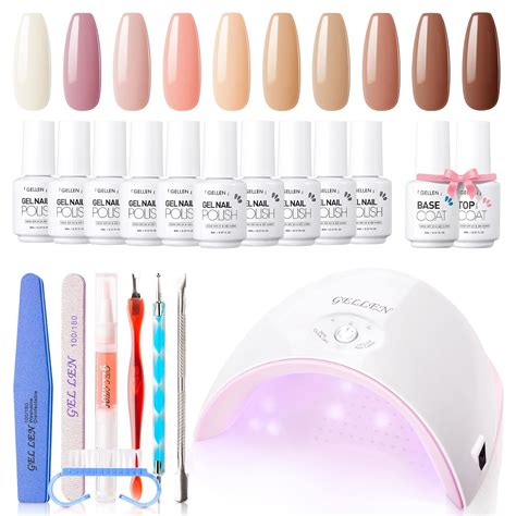 Amazon Gellen Gel Nail Polish Kit With UV Light 10 Colors White