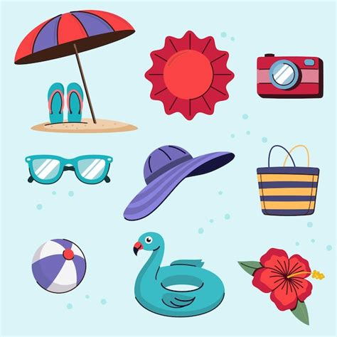 Premium Vector Flat Elements Collection Summertime