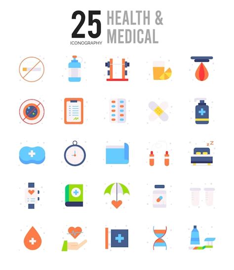 Premium Vector Health And Medical Flat Icon Pack Vector Illustration