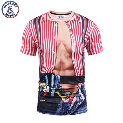 Mr 1991inc Fake Two Piece New Style Men 3d T Shirt Summer O Neck Short