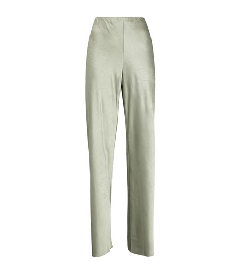 Vince Crushed Satin Bias Trousers In Green Lyst