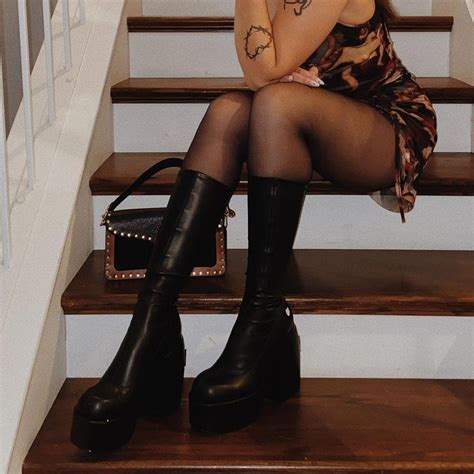 Naked Wolfe Women S Black Boots Depop