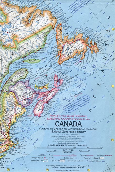 Map Canada 1969 - National Geographic Back Issues