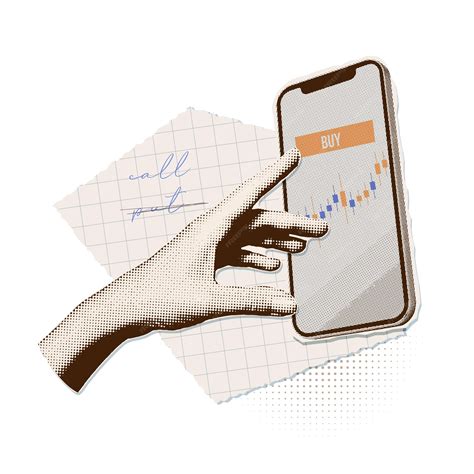 Premium Vector | Minimalist collage with halftone hand pushing buy