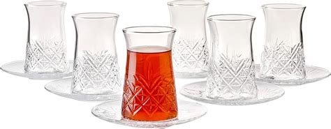 Amazon Pasabahce Crystal Turkish Tea Glasses And Saucers Set Of