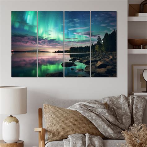 Designart Magical Lake Landscape Aurora Borealis Ii D Coration Murale