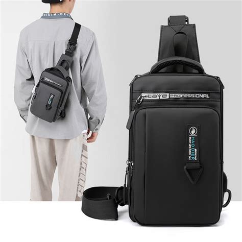 Promo Techdoo Tas Selempang Pria Usb Charge Slingbag Crossbody Outdoor