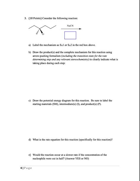 Solved Points Consider The Following Reaction Nacn Labcl Thc