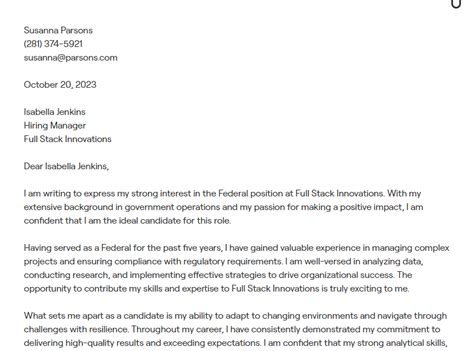 Federal Cover Letter Examples With In Depth Guidance