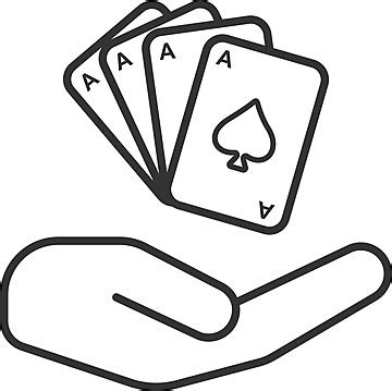 Open Hand With Playing Cards Linear Icon Flat Drawing Hold Vector Flat