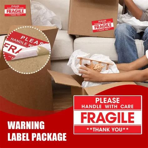 HANDLE WITH CARE Fragile Parcel Labels Postage Sticker Permanent Self