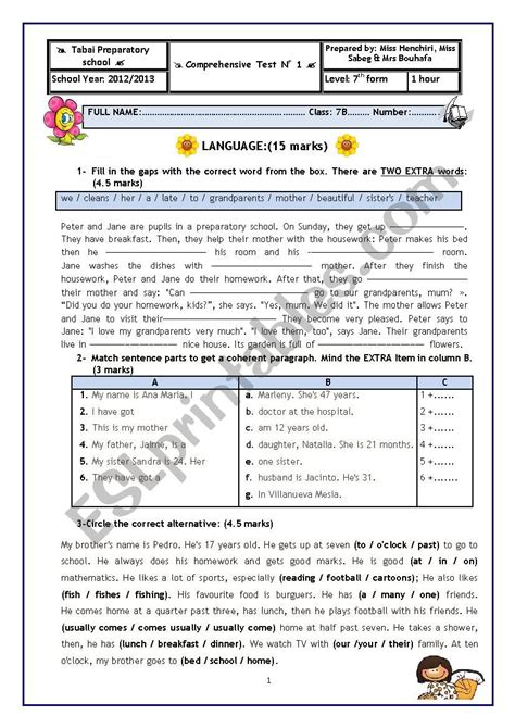 Test Esl Worksheet By Sousou Aicha