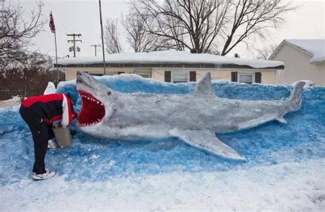 Shark Attack Snow Sculpture! | The Worley Gig