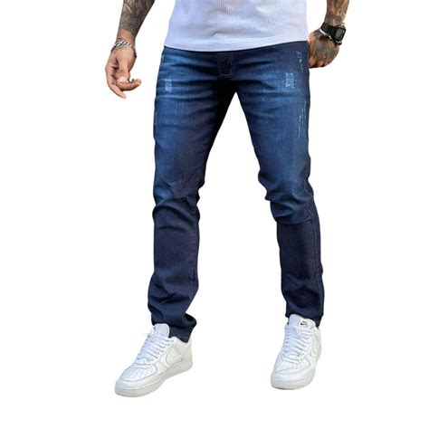 Calça Super Skinny Premium Flash Masculino Azul Tendência Azul Jeans