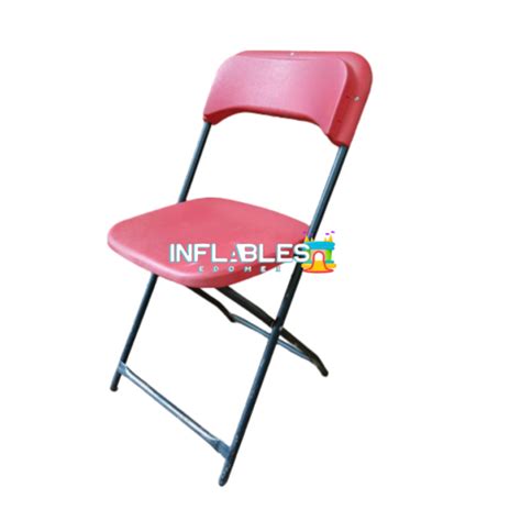 Silla Plegable Reforzada Asiento Y Respaldo En Plastico Rojo