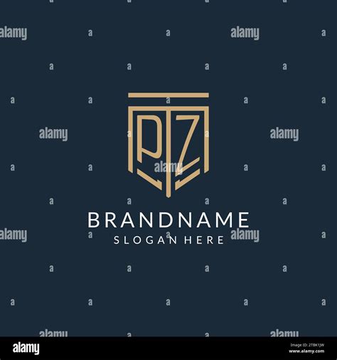 Initial Pz Shield Logo Monoline Style Modern And Luxury Monogram Logo